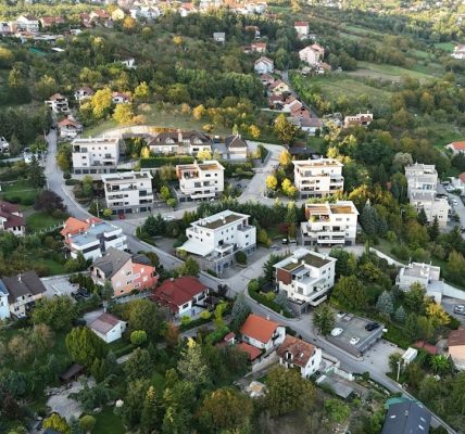 A bird's eye view of a small town
